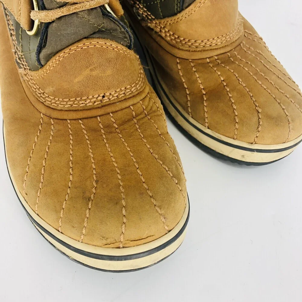 Sorel Tofino Women Sz 8 Lace-Up Boots Winter Snow Hiking NL1780-316 Camel/Green
